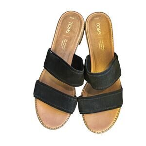 TOMS Black Suede Double Strap Slide Sandals Size 10W – Casual Comfort